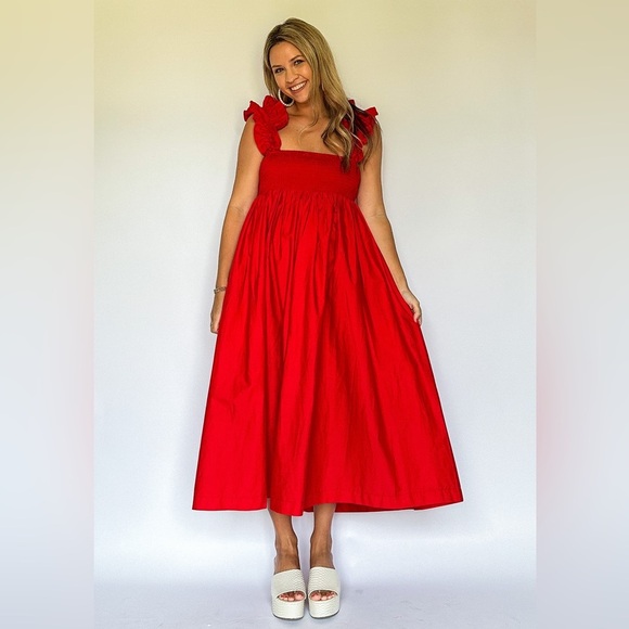 Petal & pup reversible bow tie ruffle strap maxi dress nwot - Picture 6 of 9